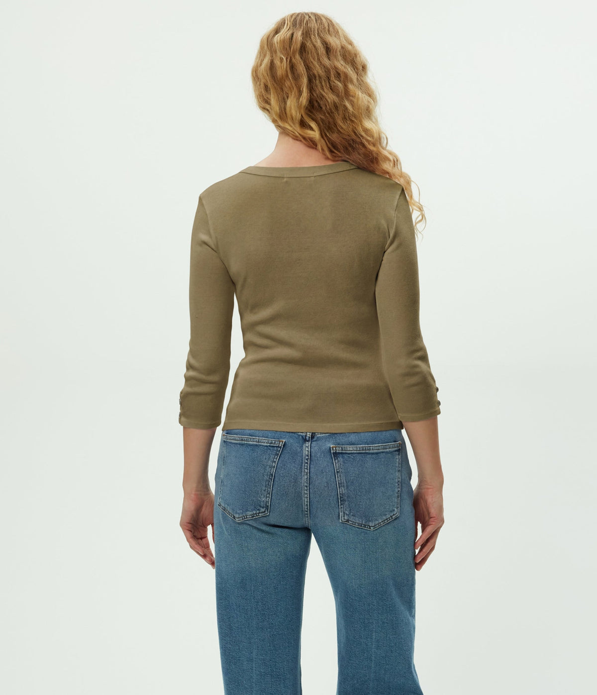 JOYCE 3/4 BUTTON SLV TEE