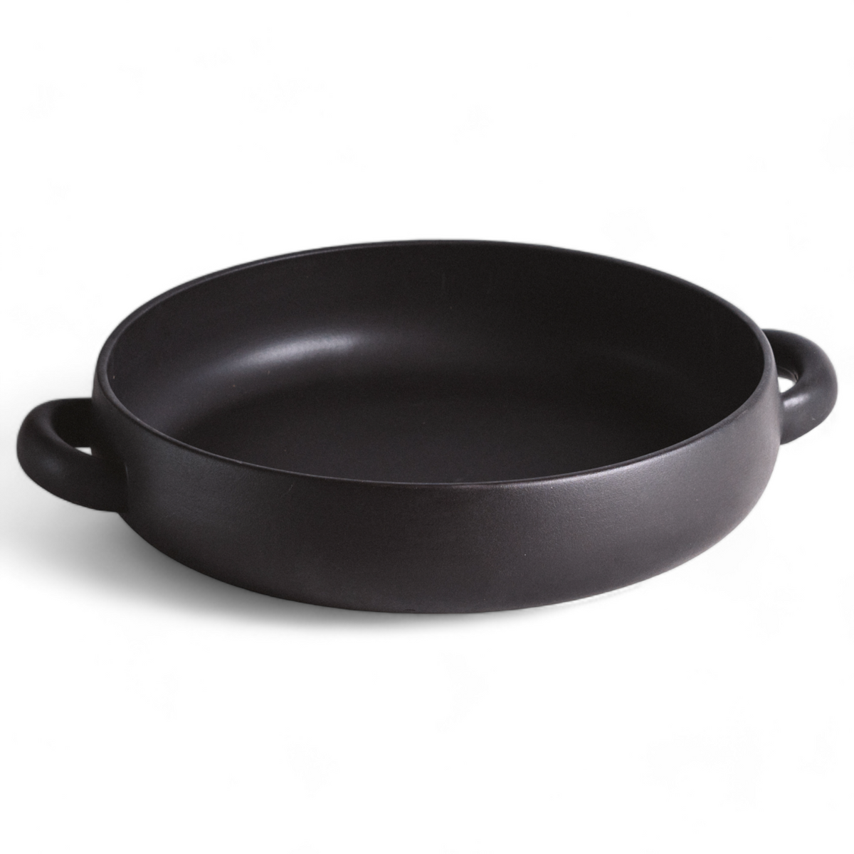 MATTE BLACK SERVING PLATE W/HANDLES 13.4&quot;