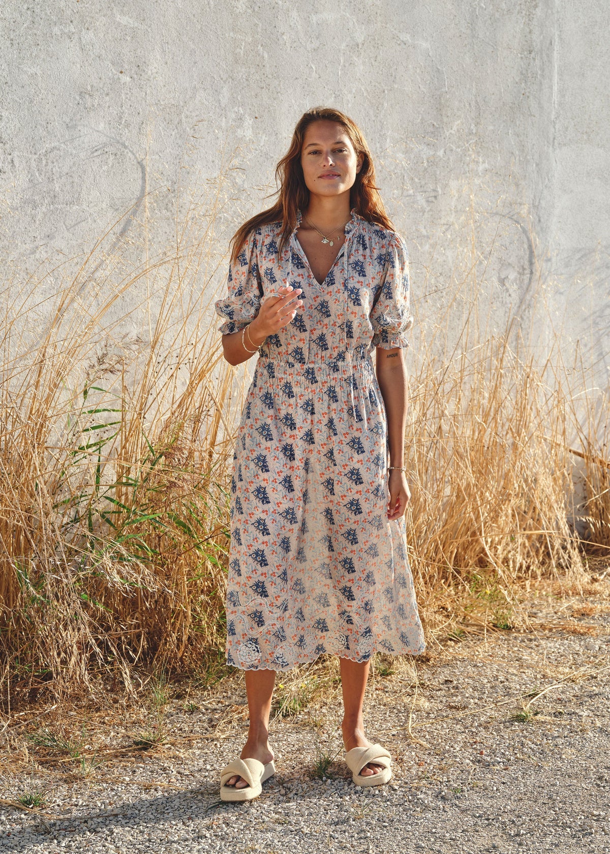 ASTER PRINT MIDI DRESS