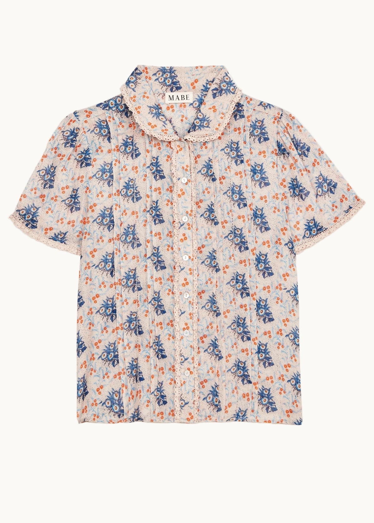 ASTER PRINT COLLAR SHORT SLEEVE TOP