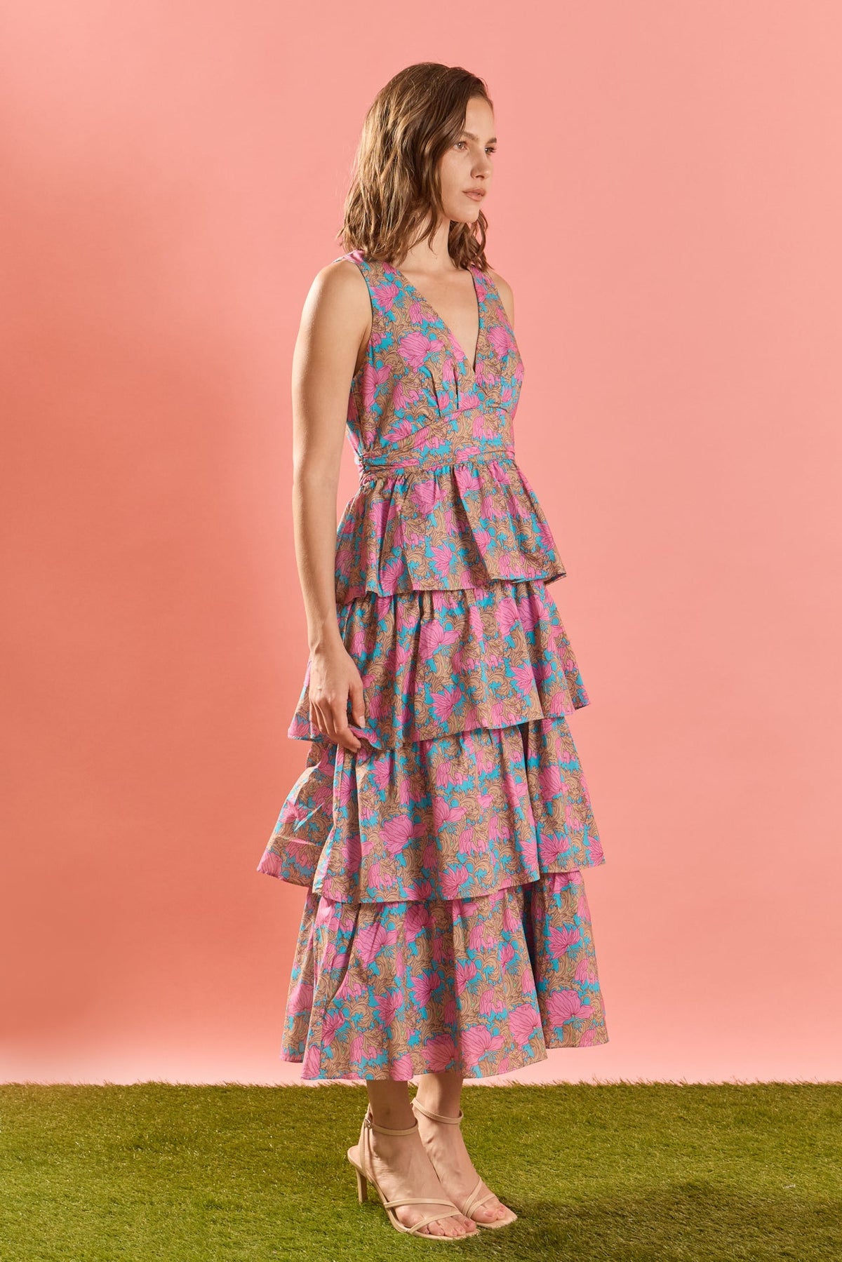 VNECK TIERED MAXI DRESS