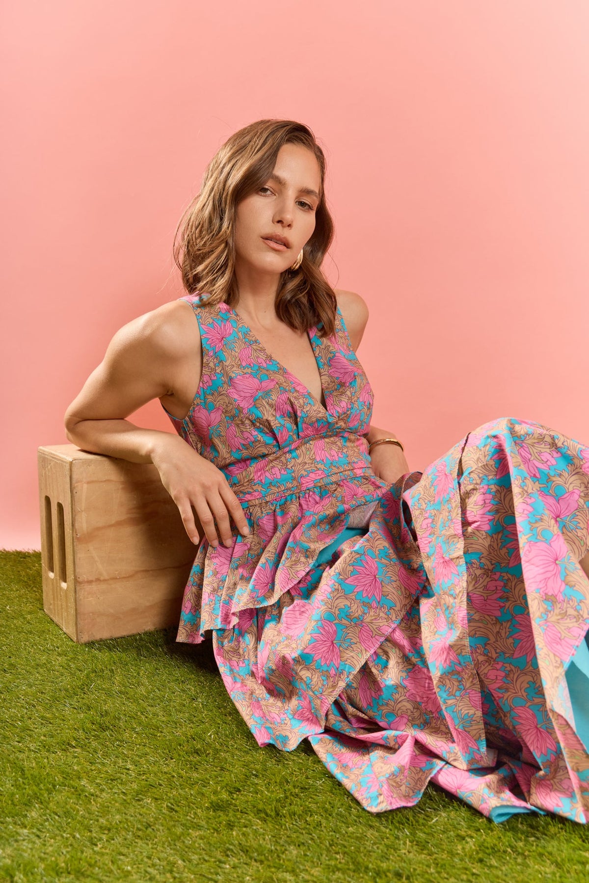 VNECK TIERED MAXI DRESS