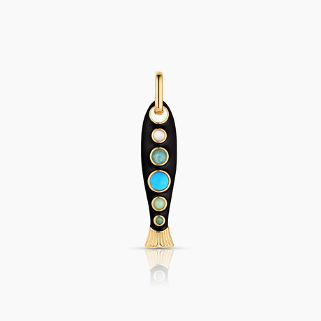 ALMALFI BLACK ENAML FISH + FINN CHARM