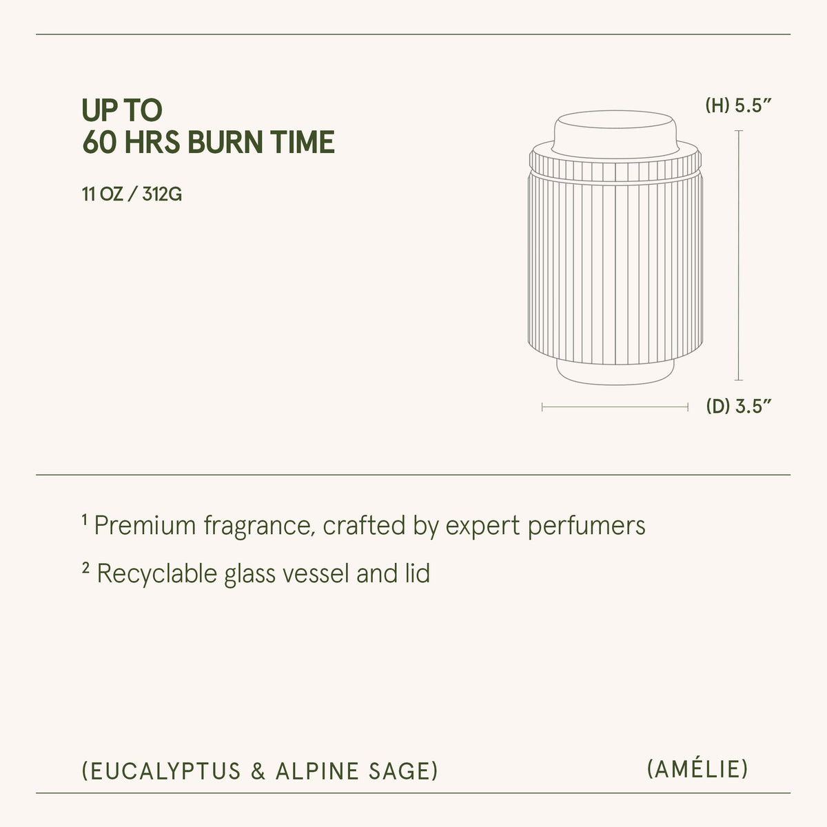 AMELIE CANDLE EUCALYPTUS & ALPINE SAGE