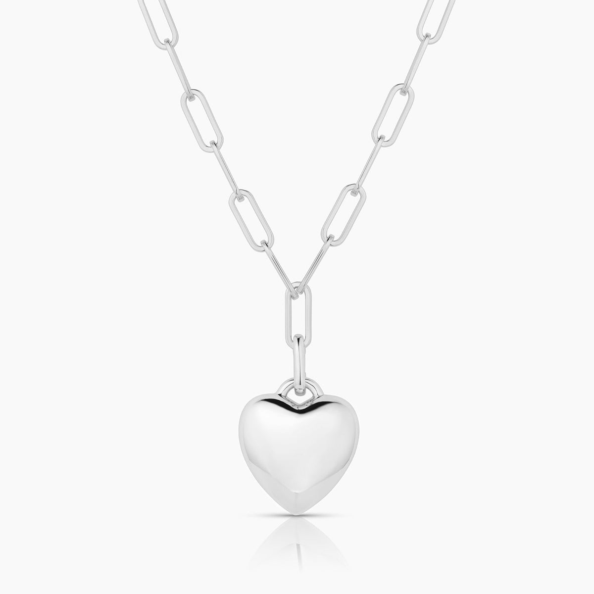 AURELIE PUFFY HEART SILVER NECKLACE