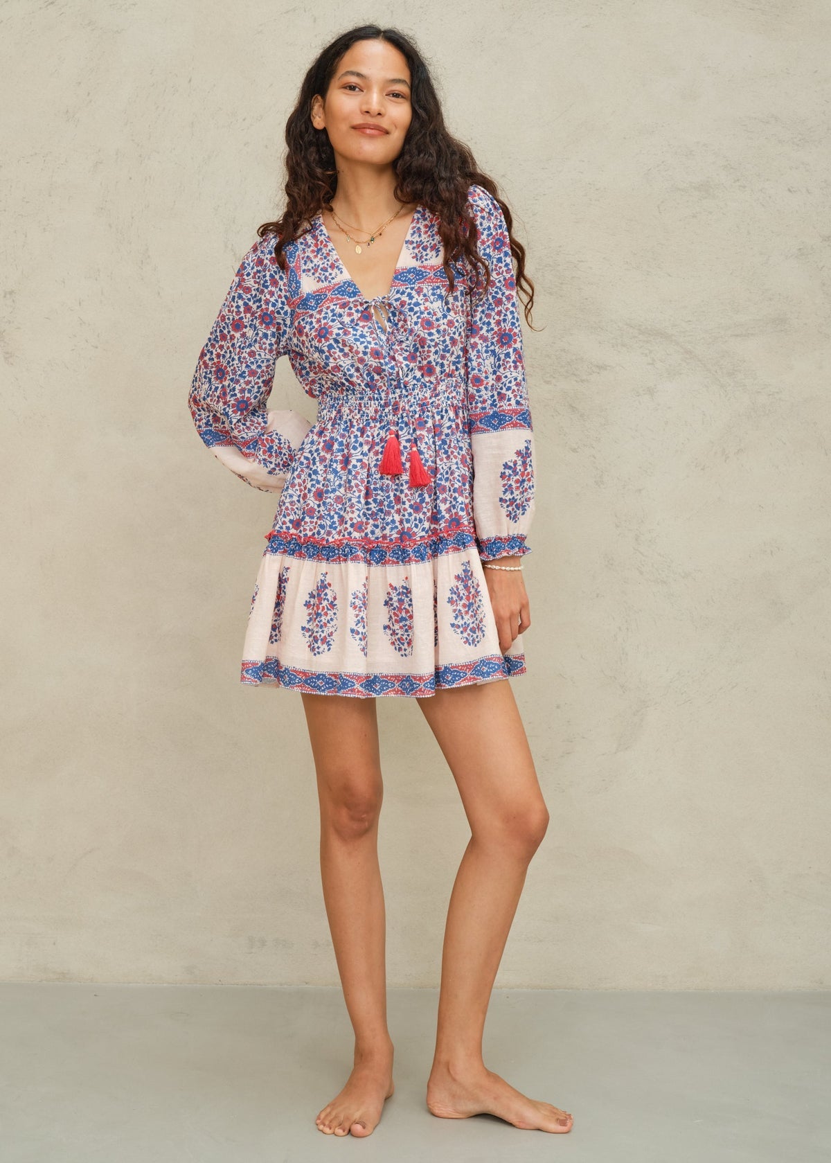 DELLA PRINT LONG SLEEVE DRESS