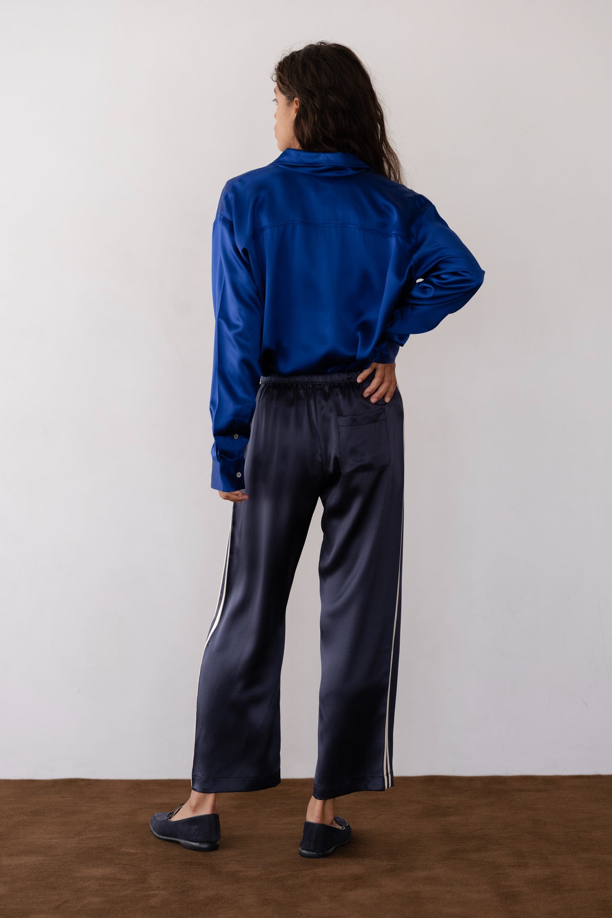 SILK STRIPE CROP PANT