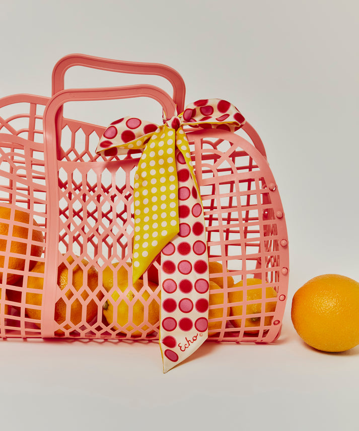 SPOTTED SILK RIBBON SCARF