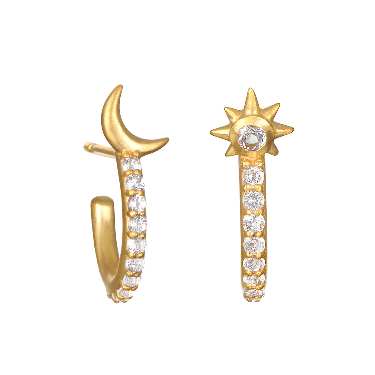 MOON AND STAR PAVE HOOPS