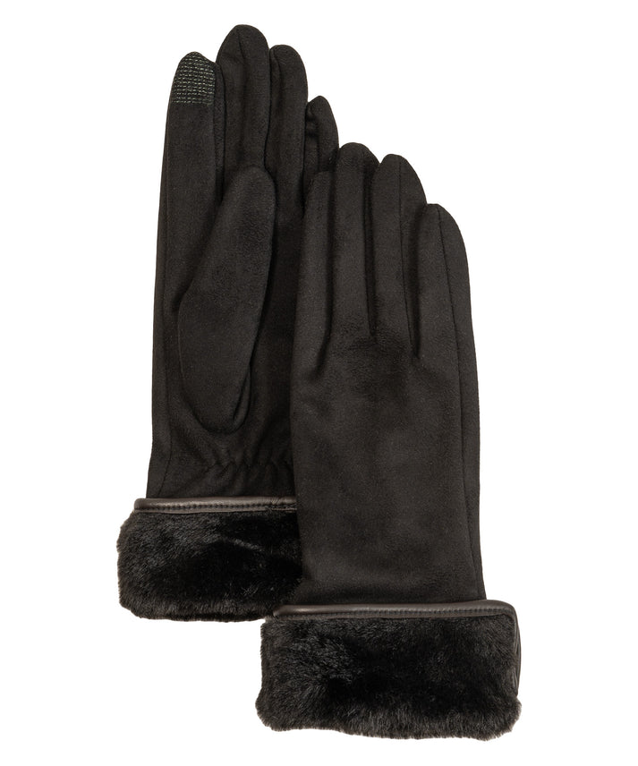 STRETCH SUEDE FAUX FUR CUFF GLOVE