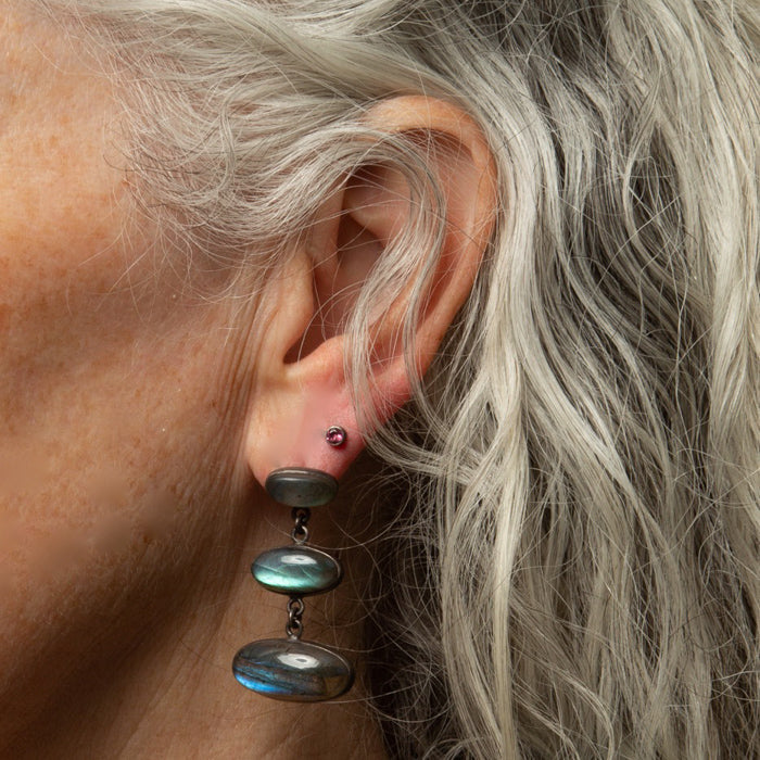 LARGE TRIPLE OVAL EARRING LABRADORITE