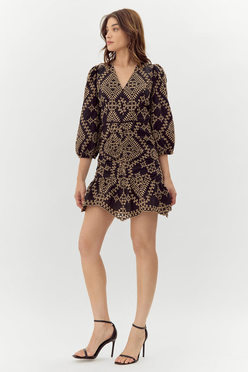 POPPY EMBROIDERED MINI DRESS