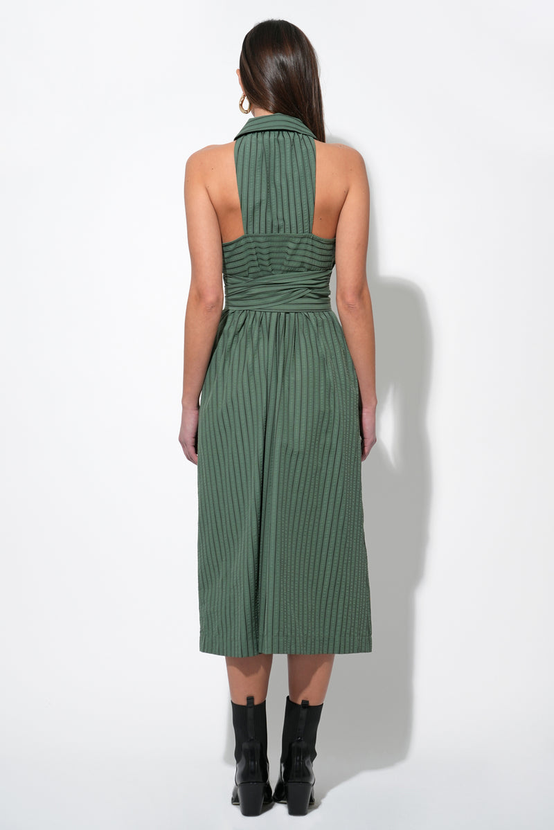 ROSA FLUTTER HALTER COLLARED DRESS