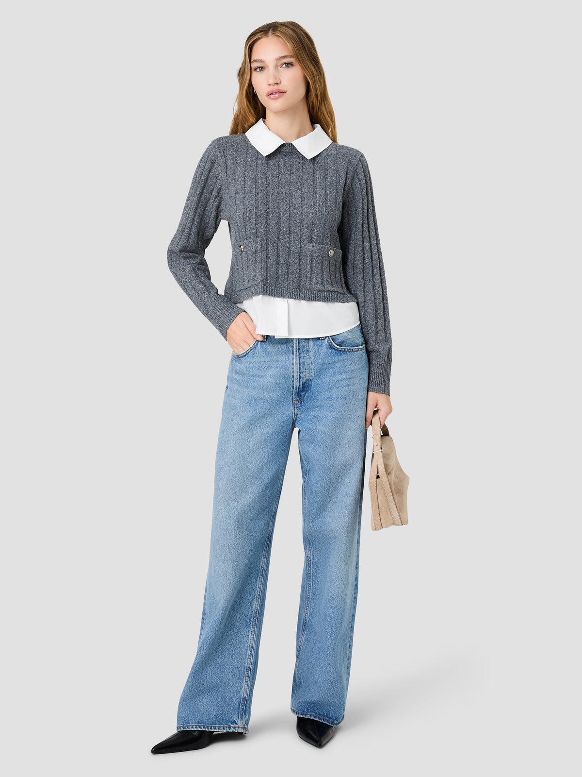 ALEYNA KNIT COMBO WOVEN TOP