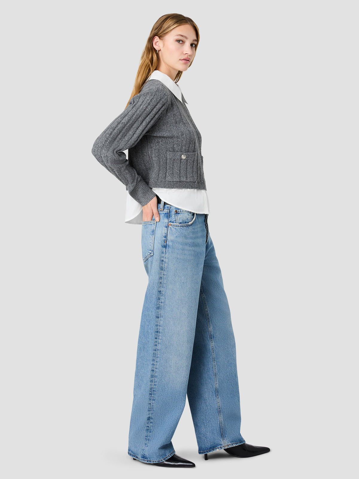 ALEYNA KNIT COMBO WOVEN TOP