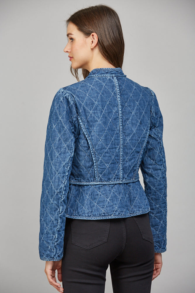 ZIP UP QUILTED DENIM JACKET