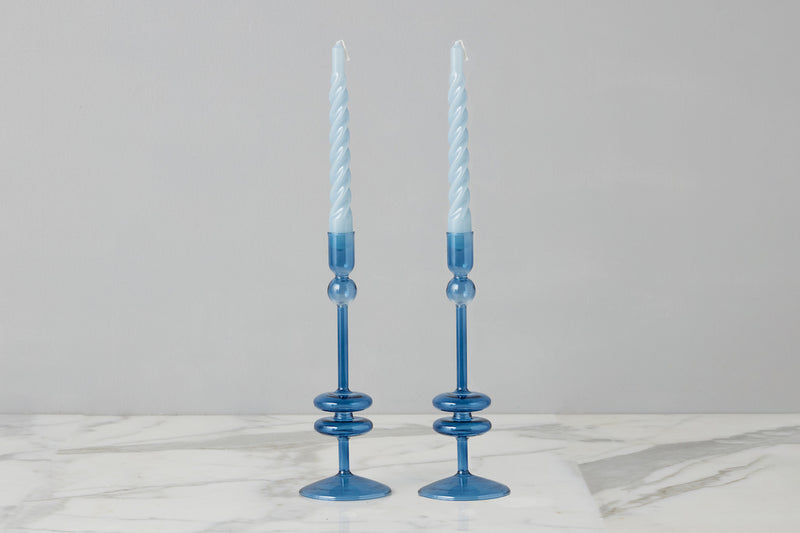 GLASS CANDLESTICK PAIR