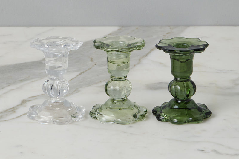 GLASS SCALLOPED CANDLESTICK
