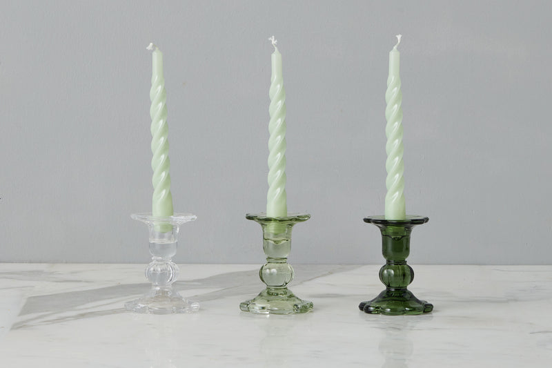 GLASS SCALLOPED CANDLESTICK