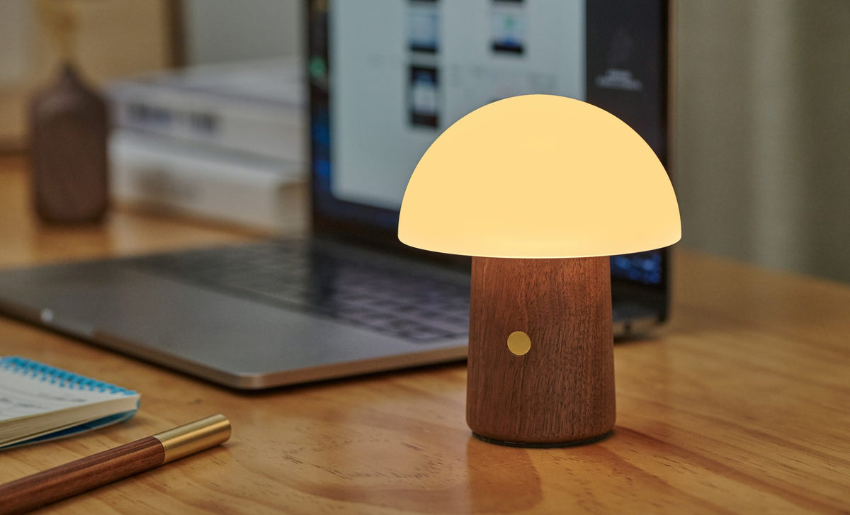 MINI ALICE MUSHROOM LAMP WALNUT