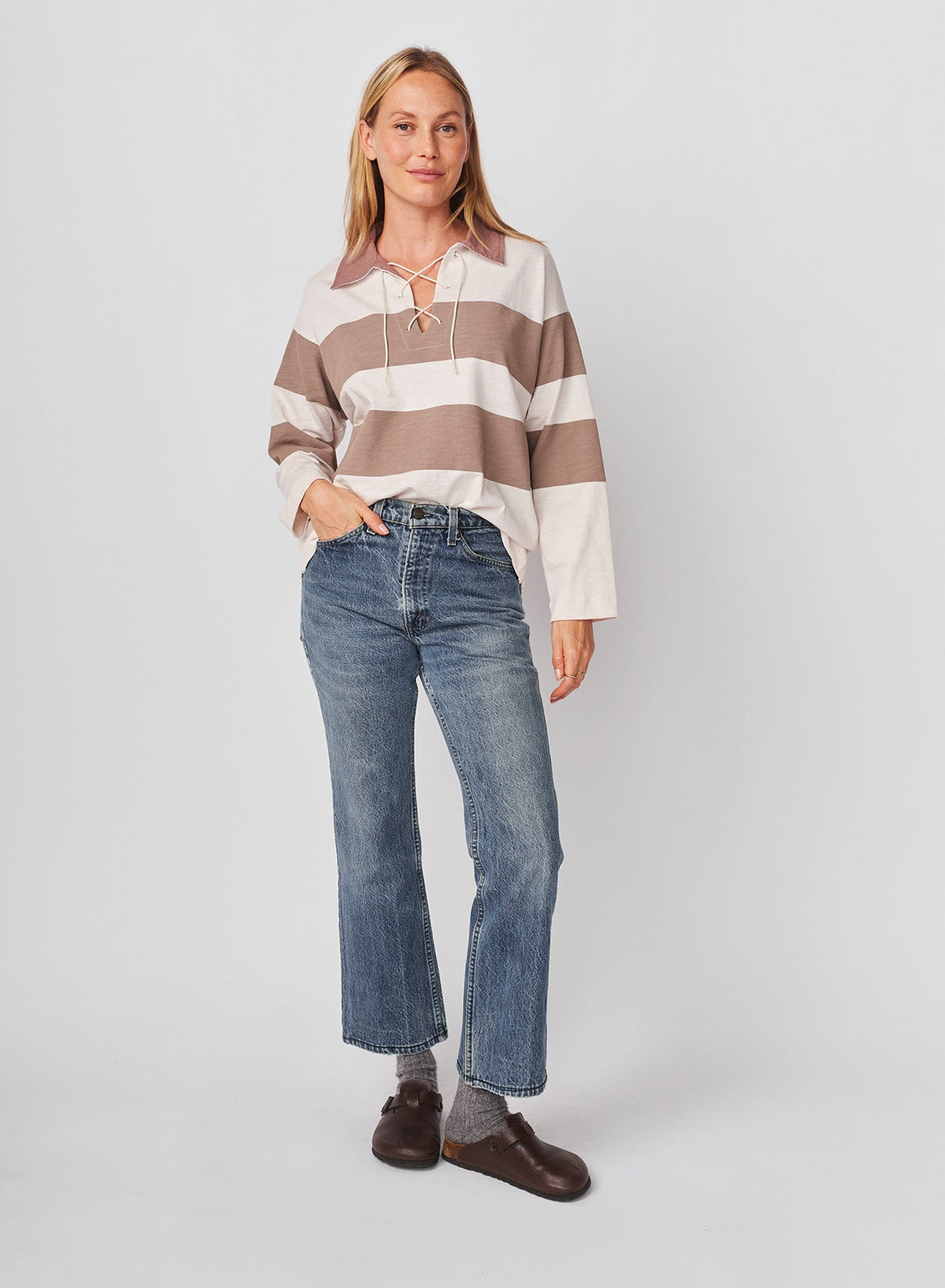 RUGBY STRIPE TIE POLO