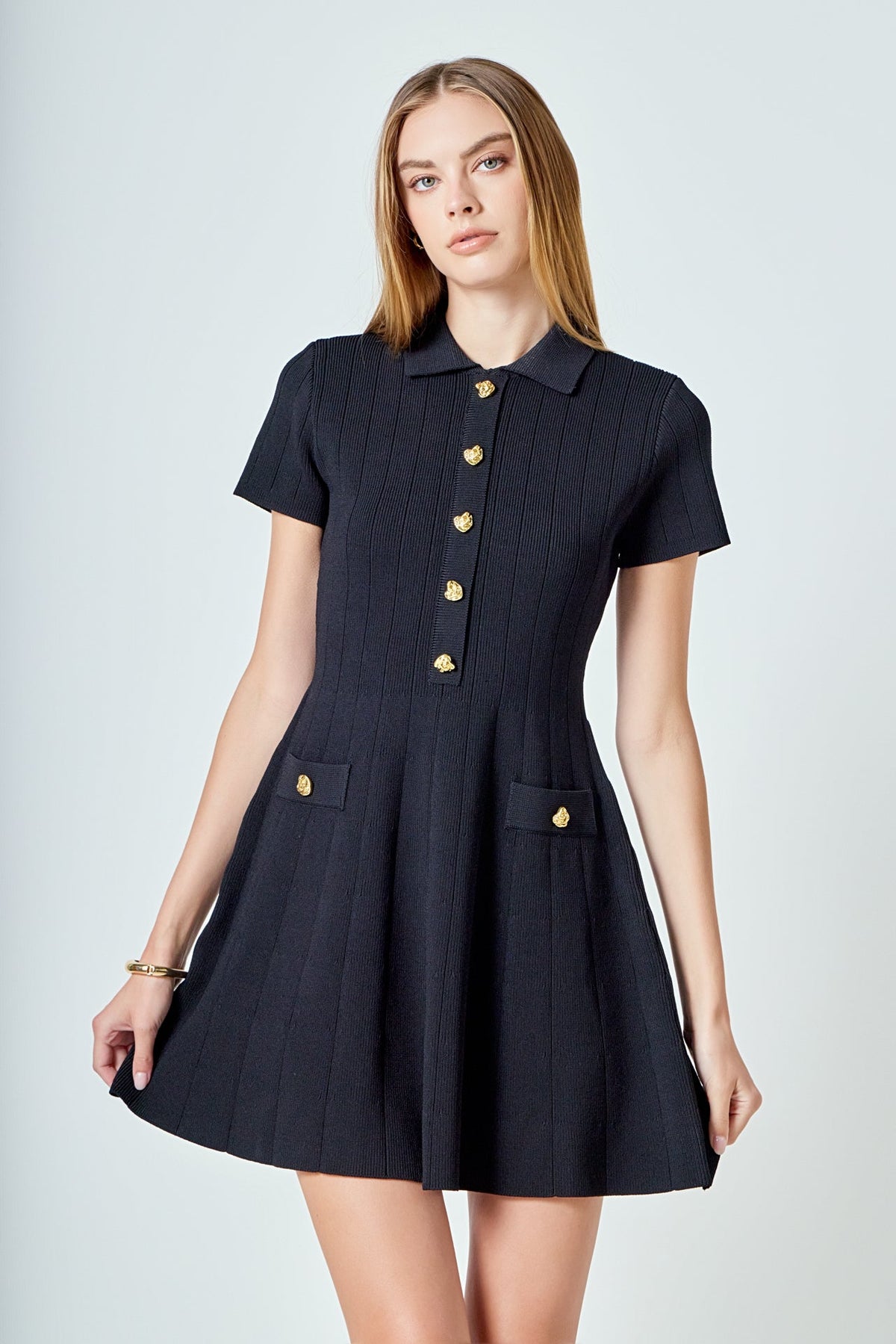 JEWEL BUTTON KNIT DRESS