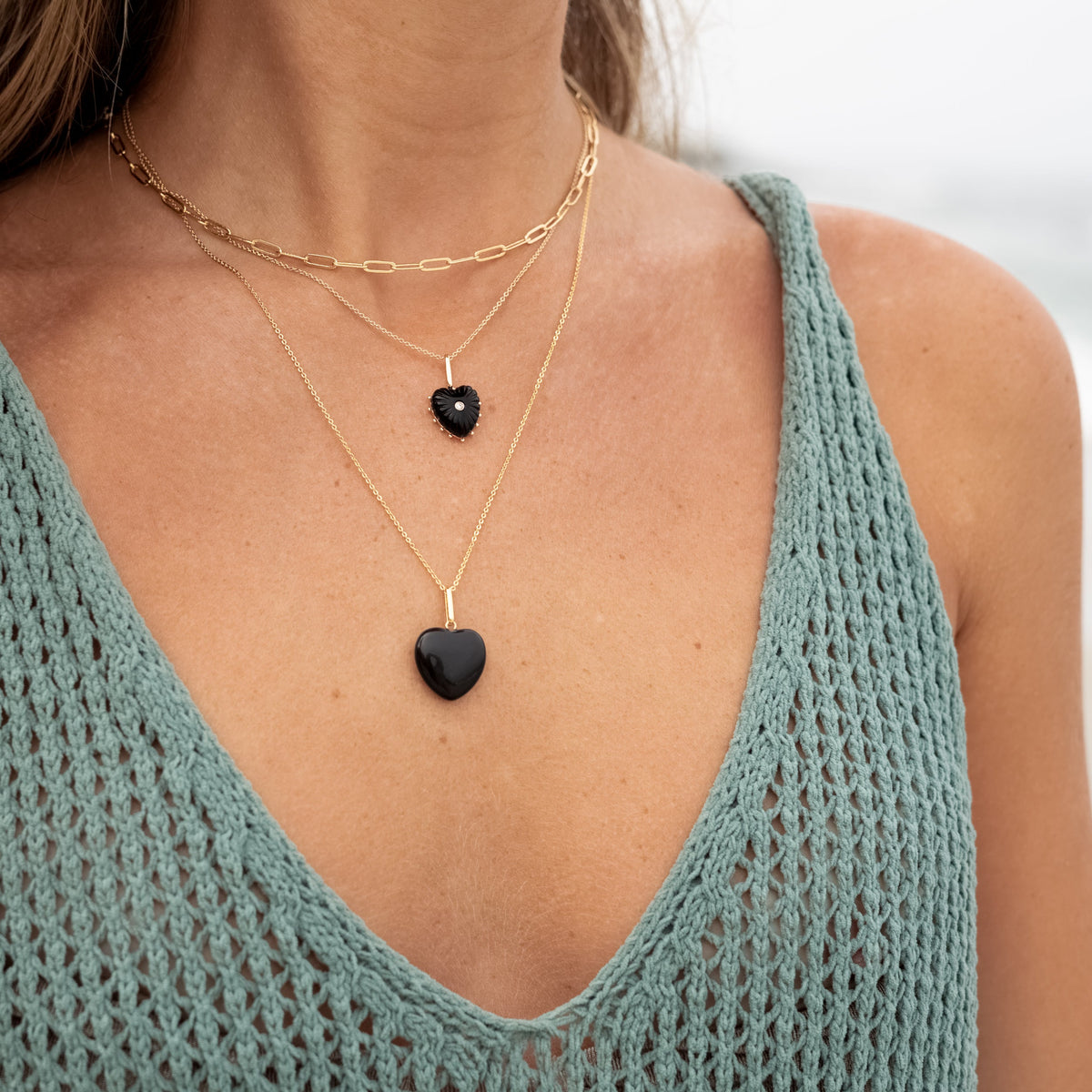 ISABEL ONYX HEART NECKLACE