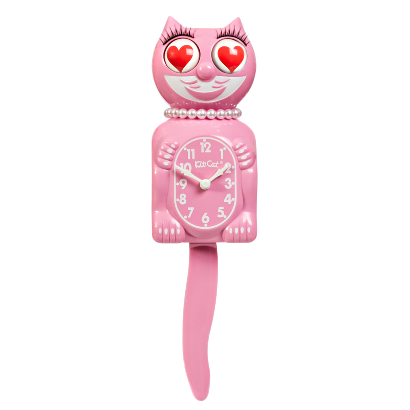 PINK SATIN KIT CAT CLOCK