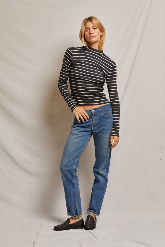 LAURYN STRIPE MOCK NECK LONG SLEEVE