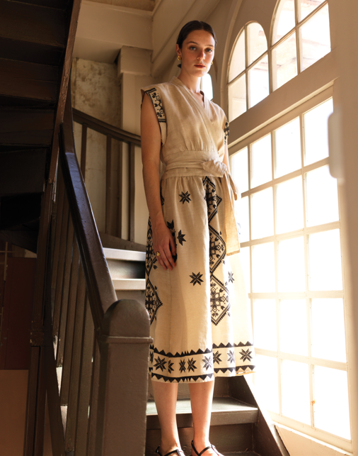 LINEN WRAP DRESS
