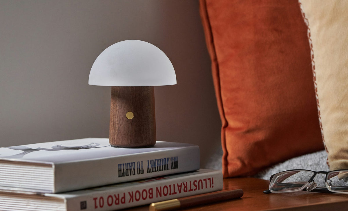 MINI ALICE MUSHROOM LAMP WALNUT