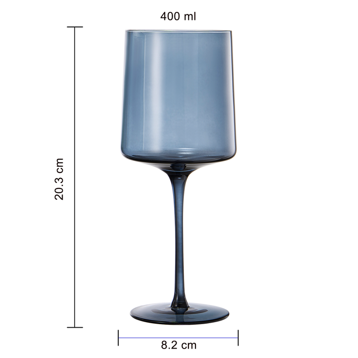 COLORED SQUARE CRYSTAL WINE GLASS SET/4