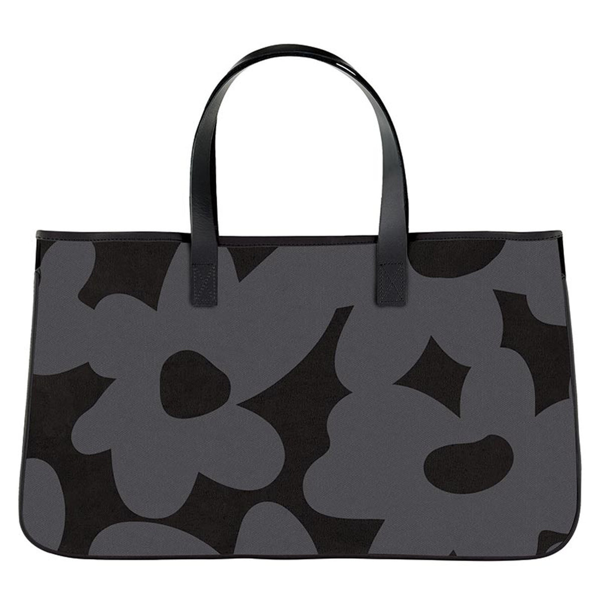 CANVAS TOTE LARGE BLACK FLOWERS
