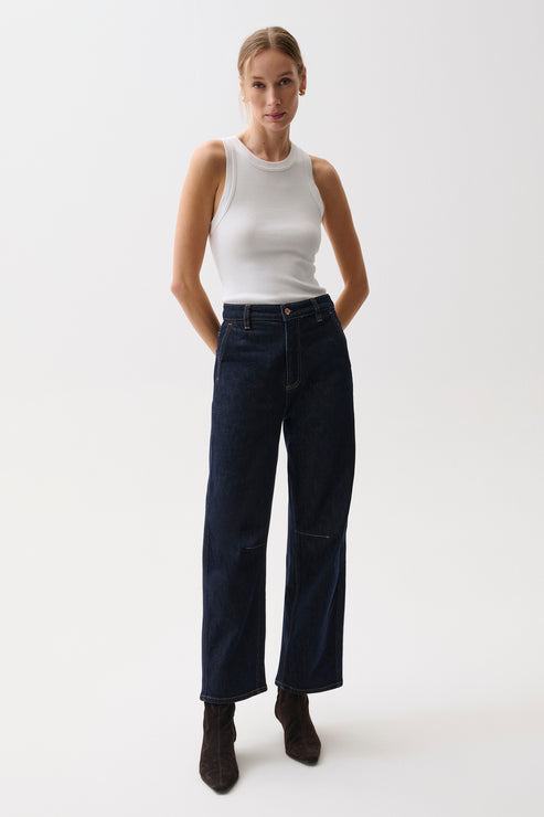 BEAU SEAMED CRESCENT RAW JEAN