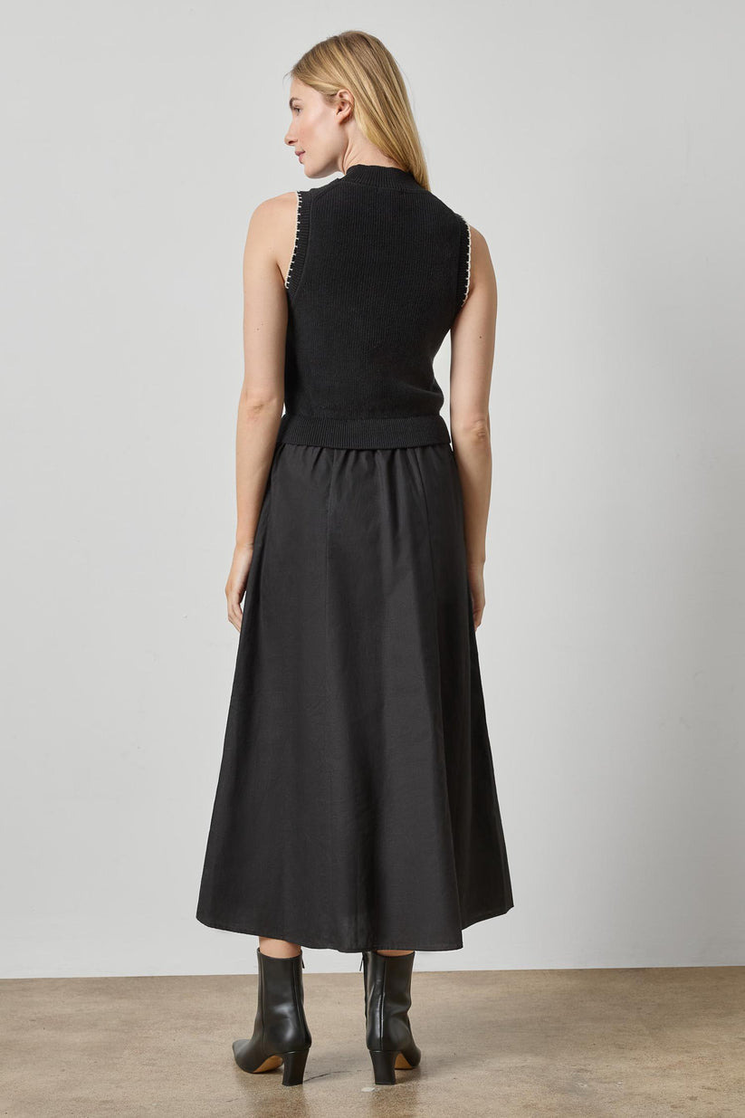 MIXED MEDIA MOCK NECK DRESS