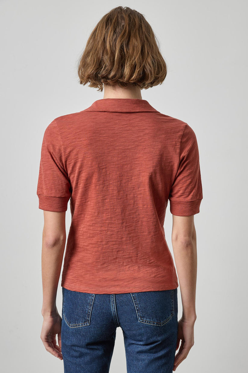 ELBOW SLEEVE COLLARED SPLIT NECK