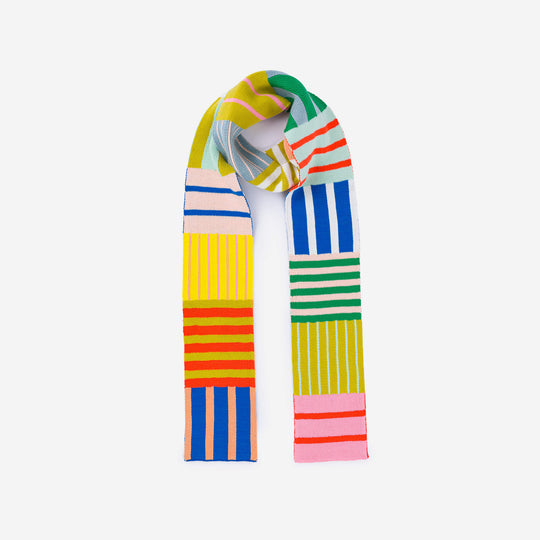 PATCHWORK STRIPE SKINNY SCARF