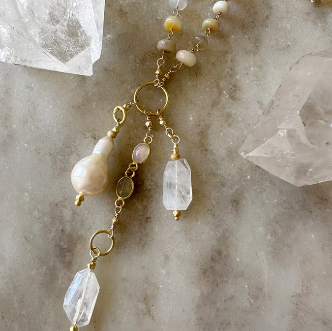 OPAL MOONSTONE PEARL NECKLACE