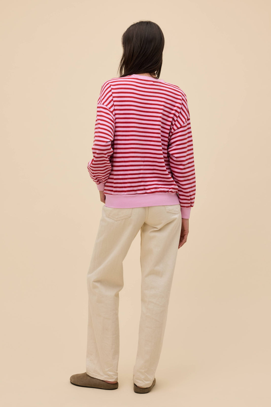 STRIPE OVERSIZED CREW SWEATSHIRT