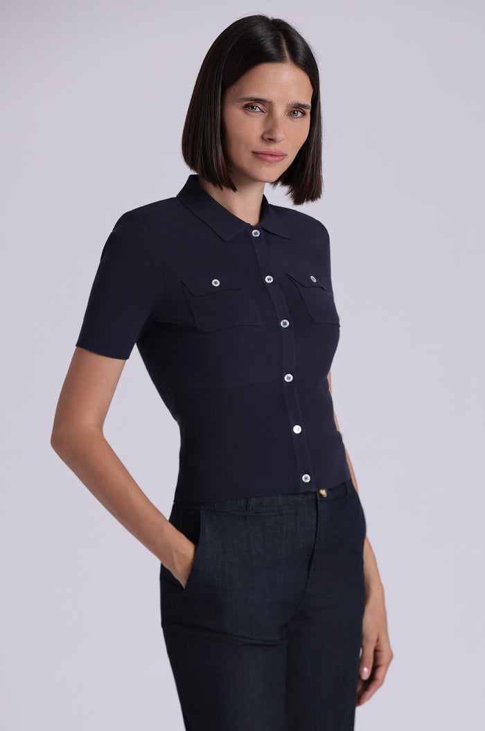 VISCOSE SHORT SLEEVE COLLARED SHIRT