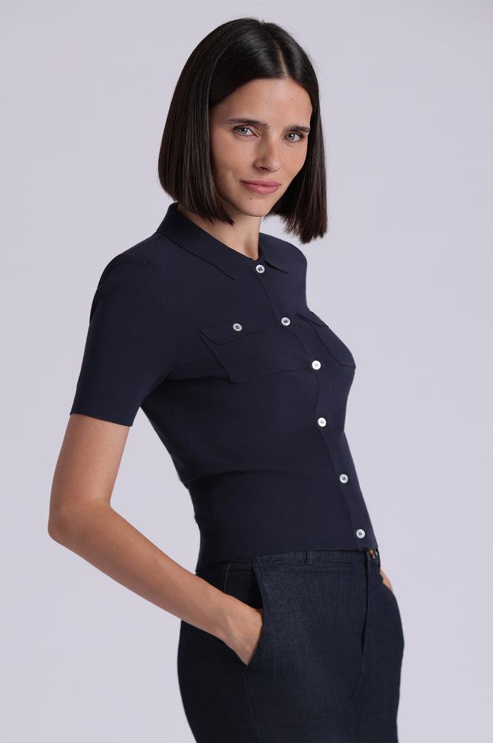 VISCOSE SHORT SLEEVE COLLARED SHIRT