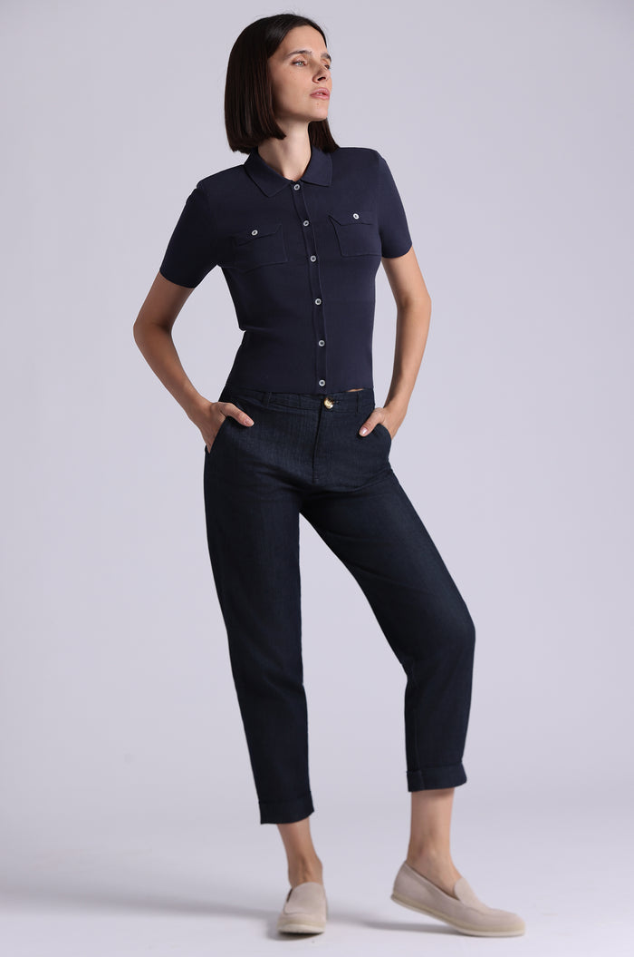 VISCOSE SHORT SLEEVE COLLARED SHIRT