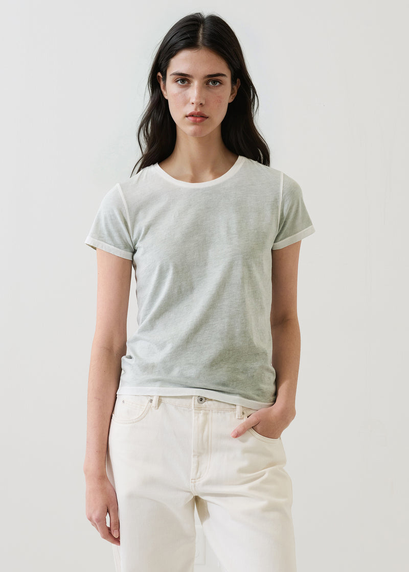 SHORT SLEEVE PIMA CLASSIC REVERSE SPRAY CREW