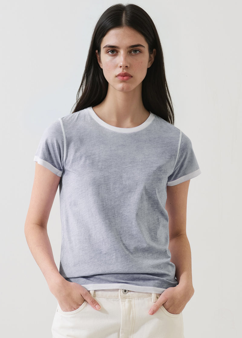 SHORT SLEEVE PIMA CLASSIC REVERSE SPRAY CREW