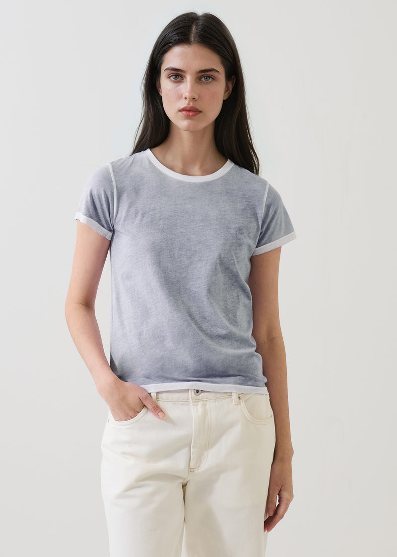 SHORT SLEEVE PIMA CLASSIC REVERSE SPRAY CREW