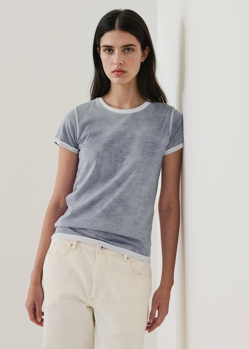 SHORT SLEEVE PIMA CLASSIC REVERSE SPRAY CREW