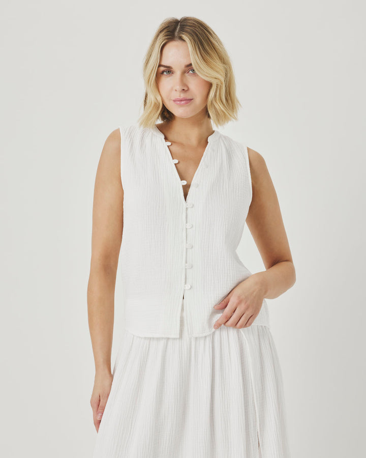 AVA GAUZE BUTTON TANK