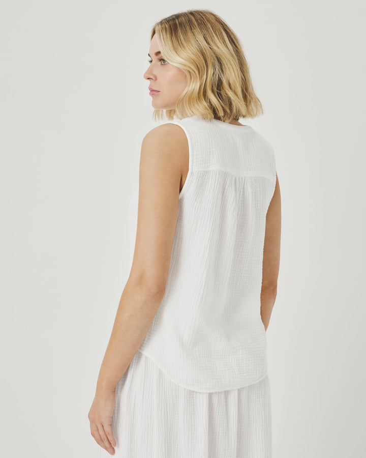 AVA GAUZE BUTTON TANK