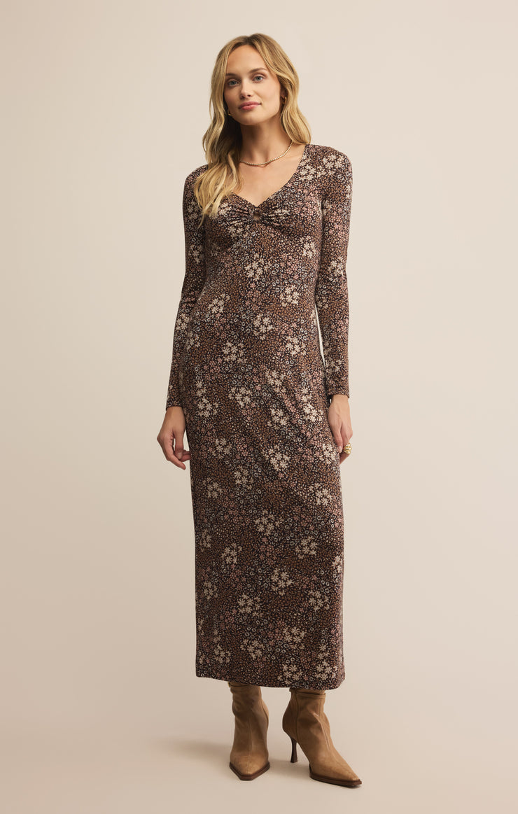EXHALE SABLE FLORAL MIDI DRESS
