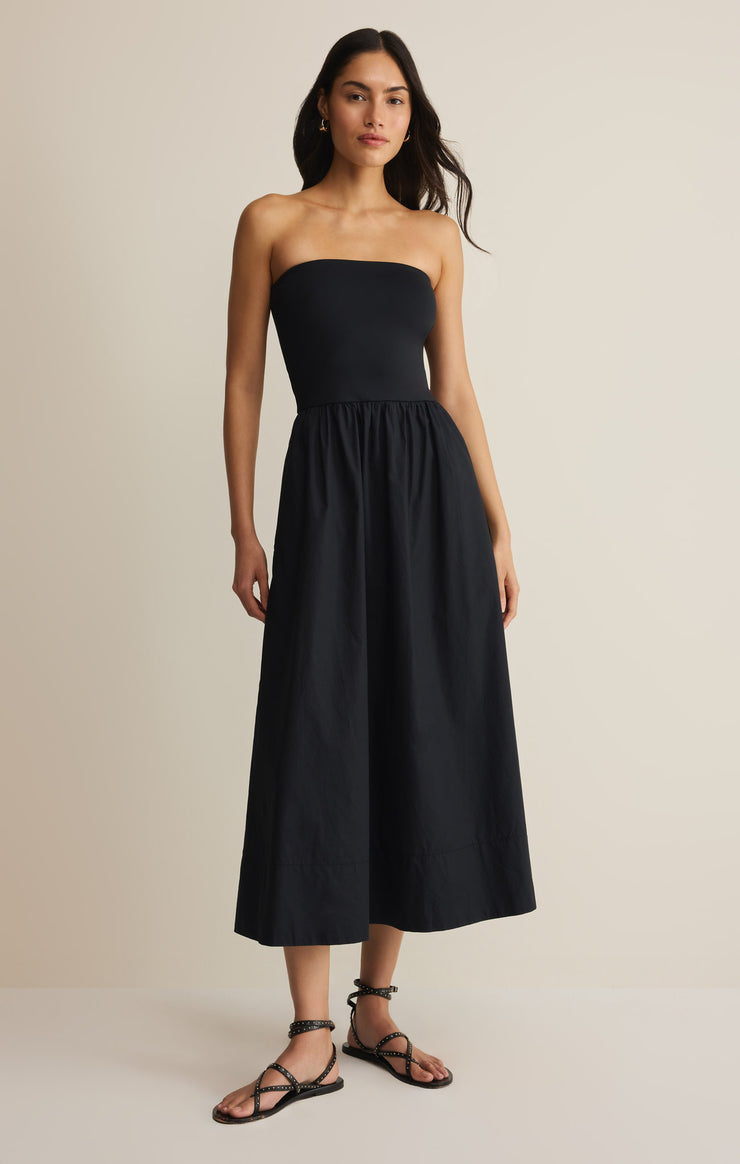 SUNSOUGHT STRAPLESS MIDI DRESS